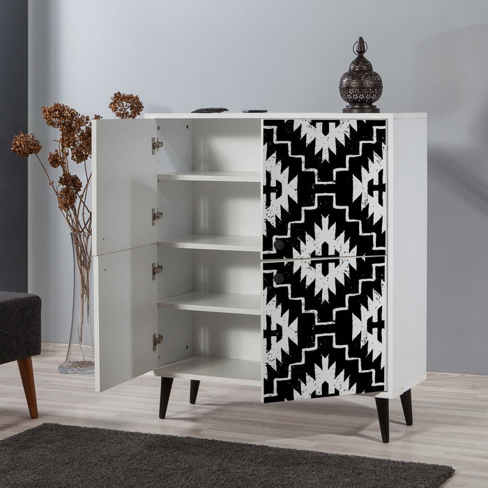 Hanah Home Multilüx Swan Armario Multiusos Blanco y Negro